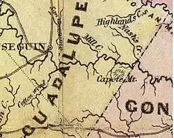 Map of Capote, Texas (present-day Leesville) in 1856