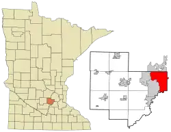 Location of Chanhassen in Carver County, Minnesota