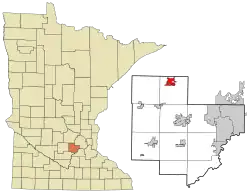 Location of the city of Watertown within Carver County, Minnesota