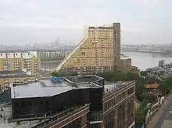 Cascades Tower taken from the Britannic Hotel, Marsh Wall. September 2004.