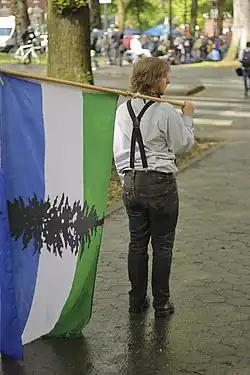 Image 9A man in Portland, Oregon with Cascadian flag on International Workers' Day, 2012 (from Pacific Northwest)
