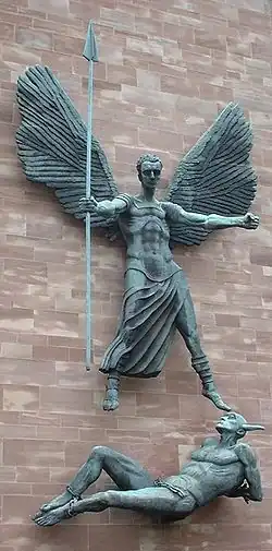 St Michaels Victory over the Devil, a sculpture by Sir Jacob Epstein