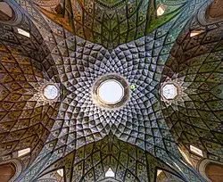 Muqarnas vaults over the Amin al-Dawla Caravanserai (19th century) inside the Kashan Bazaar, Iran