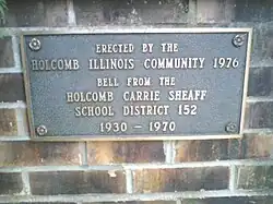 The plaque on the Centennial Bell