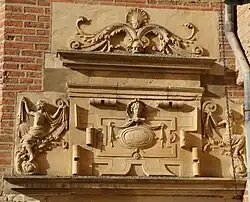 Restored decoration of the Renaissance door of the tower