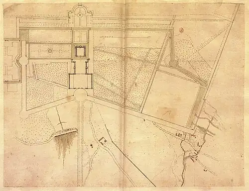 Site plan for the Château de Richelieu (c. 1639), drawing by Jacques Lemercier