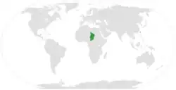 Map indicating locations of Chad and Republic of China