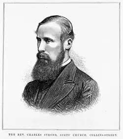 Black and white print showing a bearded man