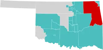 Location (red) in the U.S. state of Oklahoma