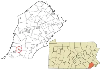 Location in Chester County and the state of Pennsylvania.