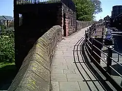 Part of the north wall of Chester, showing Morgan's Mount