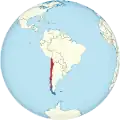 Localisation du Chili sur une carte d'Amérique du Sud
