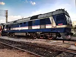 DF8B-7001 in Liuzhou Locomotive Depot which use two radial bogies.