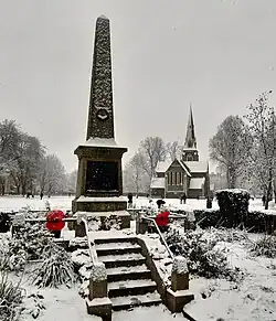 Chiswick War Memorial in snow