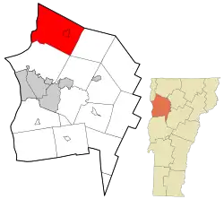 Location in Chittenden County and the state of Vermont.