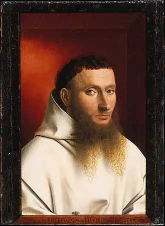 Portrait of a Carthusian by Petrus Christus (1446); note the fly near the bottom