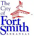 Logo image shows a red building with flag on top and the words "The City of Fort Smith, Arkansas" in blue