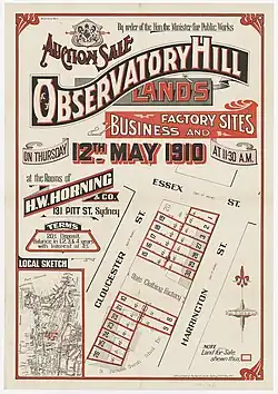 Observatory Hill, lands auction, 1910