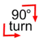 90° turn right or down