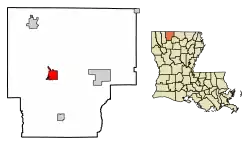 Location of Homer in Claiborne Parish, Louisiana.