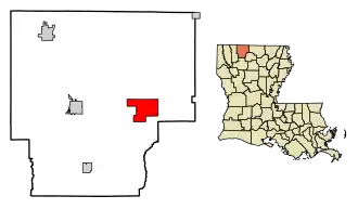 Location of Lisbon in Claiborne Parish, Louisiana.