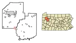 Location of Emlenton in Clarion County, Pennsylvania
