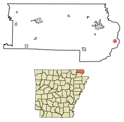 Location of Nimmons in Clay County, Arkansas.
