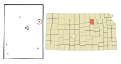 Location within Clay County and Kansas
