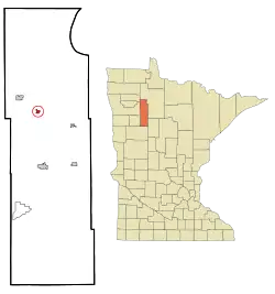 Location of Clearbrook within Clearwater County, Minnesota
