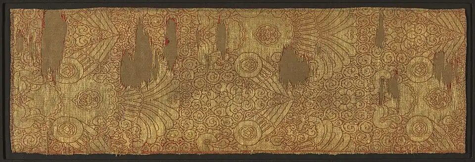 Lampas, silk and gold thread; textile used in the making of jisün, 1240.