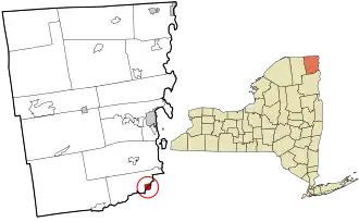 Location in Clinton County and the state of New York.