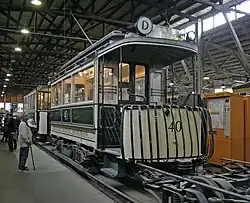 Railcar 40 as a historic vehicle in the DTMB vehicle collection, 2018