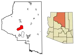 Location of Valle in Coconino County, Arizona.