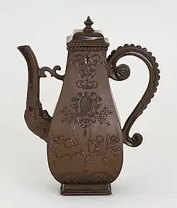 Böttger stoneware coffeepot, c. 1710–1713