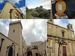 Top left: Church of Santa Maria di Strada, Top middle: Megalith of Specchia Silva and Sanjetti Menhir, Top right: Painting picture of Santa Maria Strada in Trasfiguraziane Cathedral, Bottom left: Taurisano Ducale Palace, Bottom right: Trasfiguraziane Cathedral