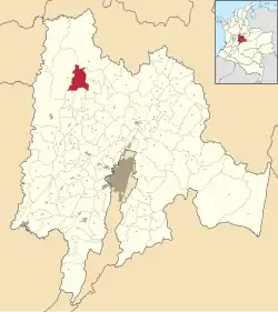 Location of the municipality and town inside Cundinamarca Department of Colombia