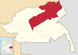 Location of the municipality and town of Inírida, Guainía in the Guainía Department of Colombia