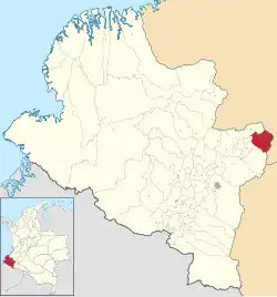 Location of the municipality and town of La Cruz, Nariño in the Nariño Department of Colombia.