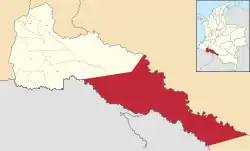 Location of the municipality and town of Puerto Leguízamo in the Putumayo Department of Colombia.