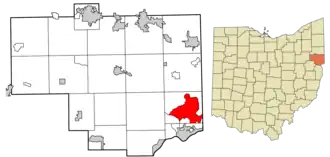 Location of Calcutta in Columbiana County, Ohio.