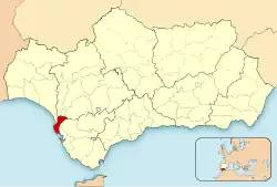 Location of Costa Noroeste de Cádiz in Andalusia, Spain