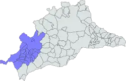 Location of Serranía de Ronda in the province of Málaga