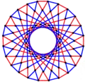 3{8}2, or , with 72 vertices in black, and 48 3-edges colored in 2 sets of 3-edges in red and blue[16]