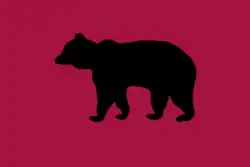 Digital reconstruction of bear flag flown by secessionists In Los Angeles, 1861 (based on description)[71]