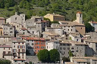 A general view of the village of Coursegoules