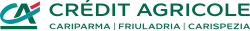 Crédit Agricole Italia logo, the three brands were shown under Crédit Agricole