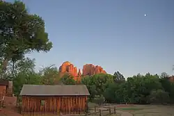Cathedral Rock over the old mill at Crescent Moon picnic area