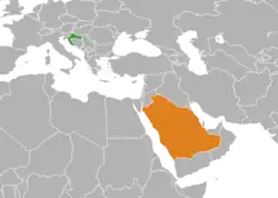 Map indicating locations of Croatia and Saudi Arabia