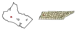 Location of Maury City in Crockett County, Tennessee.