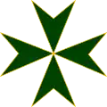 Cross of the order, a green Maltese cross, also included in the flag of the Volunteers Corps.